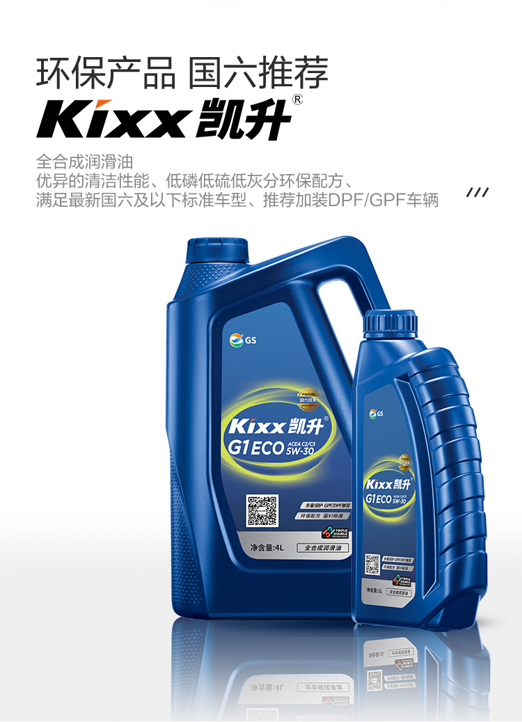 GS (Kixx) 凱升G1 ECO 全合成機油 5W-30 C3級 藍凱系列 4L-第2張圖片-鄭州市冠恒貿(mào)易有限公司【官方網(wǎng)站】-車用潤滑油服務(wù)專家